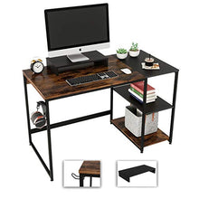 Load image into Gallery viewer, Nost & Host Computer Desk with Storage Shelves and Free Large Monitor Stand, Sturdy Wooden Modern Industrial Home Office PC Laptop Study Writing Table Workstation, 47.2 inches, Rustic Brown and Black