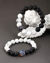 Load image into Gallery viewer, Lightock Couples Bracelets Lava Rock Stone Aromatherapy Anxiety Essential Oils Diffuser Elastic Bracelet for Men Women Friendship Gifts(2pcs)