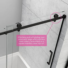 Load image into Gallery viewer, Tampa Single Sliding Frameless Bathtub Shower Doors, 55-59 inch Width Adjustable x 60 inch Height, 5/16 inch Tempered Glass with Hardware Kit, Matte Black