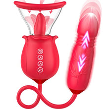 Load image into Gallery viewer, Rose Sex Toy for Womens Sex - 3in1 Upgrade Rose Sex Stimulator for Women with 7 Tongue Licking & 3 Thrusting Vibrator Dildo Adult Sex Toys for Couples G Spot Vibrators Clitoral Nipple Quick Pleasure