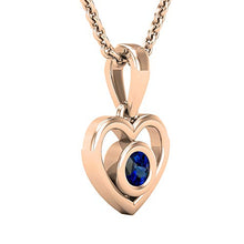 Load image into Gallery viewer, Dazzlingrock Collection Round Lab Created Blue Sapphire Ladies Solitaire Heart Pendant (Gold Chain Included), 18K Rose Gold