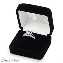 Load image into Gallery viewer, 1.60ct Emerald Cut Pave Halo Bridal Engagement Wedding Ring band set 14k White Gold, 8