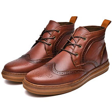 Load image into Gallery viewer, Men's Mid Top Casual Wingtip Brogue Oxford Dress Sneaker Boots for Men Arkbird Comfortable Daily Work Ankle Shoe Brown 10