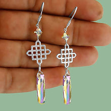Load image into Gallery viewer, AAA+ Quality Crystal Earrings for Women Dangle, Celtic Knot Earrings for Women Sterling Silver, Silver Dangle Earrings for Women