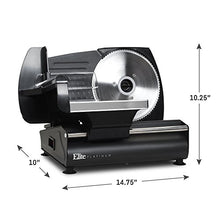 Load image into Gallery viewer, Elite Platinum Ultimate Precision Electric Deli Food Meat Slicer Removable Stainless Steel Blade, Adjustable Thickness, Ideal for Cold Cuts, Hard Cheese, Vegetables & Bread, 7.5”, Black