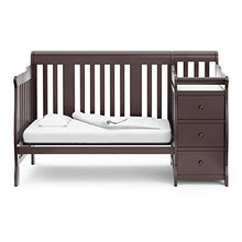 Load image into Gallery viewer, Storkcraft Portofino 4-in-1 Fixed Side Convertible Crib and Changer, Espresso, Easily Converts to Toddler Bed Day Bed or Full Bed, Three Position Adjustable Height Mattress (Mattress Not Included)