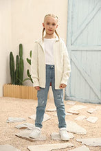 Load image into Gallery viewer, PiePieBuy Girls Kids Hooded Open Front Cardigan Long Sleeve Cable Knit Sweater Autumn Winter Hoodie Coat White