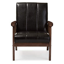 Load image into Gallery viewer, Baxton Furniture Studios Nikko Mid-Century Modern Scandinavian Style Faux Leather Wooden Lounge Chair, Black
