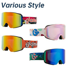 Load image into Gallery viewer, GLAMVILLA Kids Ski Goggles Snow Goggles for Boys Girls Toddlers Youth with 100% UV Protection (green)