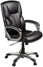 Load image into Gallery viewer, Amazon Basics Executive Home Office Desk Chair with Padded Armrests, Adjustable-Height/Tilt Rolling Swivel Chair - Black/Silver, 275Lb Capacity