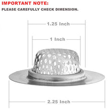 Load image into Gallery viewer, 2 Pack - 2.25" Top / 1" Basket- Sink Strainer Bathroom Sink, Utility, Slop, Laundry, RV and Lavatory Sink Drain Strainer Hair Catcher. Stainless Steel - Hilltop Products