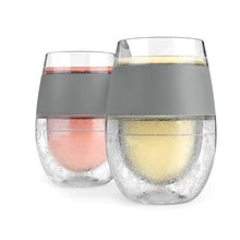 Load image into Gallery viewer, HOST Freeze Cooling Cup, Set of 2 Double Wall Insulated Freezer Chilling Tumbler with Gel, Glasses for Red and White Wine, 8.5 oz, Grey