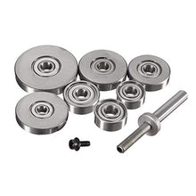 Load image into Gallery viewer, Yakamoz 7PCS Multi-Rabbet Top Mounted Bearings Replacement Kit Rabbeting Router Bit Ball Bearing Guide Set | Inner Dia. 3/16” & Overall Dia. 3/8", 1/2", 5/8", 3/4", 7/8", 1", 1-1/8"