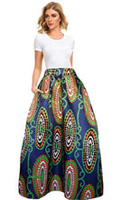 Load image into Gallery viewer, Afibi Women African Printed Casual Maxi Skirt Flared Skirt A Line Long Skirts with Pockets (Medium, Pattern 2)