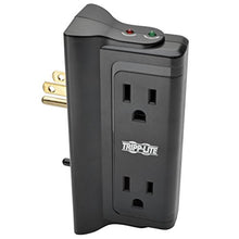Load image into Gallery viewer, Tripp Lite 4 Side Mounted Outlet Surge Protector Power Strip, Direct Plug In, Black, Lifetime Warranty & $25,000 INSURANCE (TLP4BK)