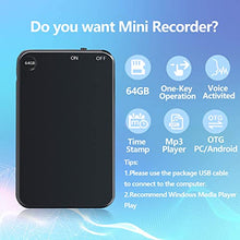 Load image into Gallery viewer, 64GB Mini Voice Recorder, Telele Audio Voice Recorder with 750 Hours Recording Capacity and 40 Hours Battery Time, Small MP3 Digital Recorder for Lecture Interview Meeting Class