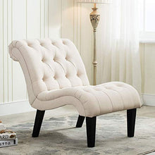 Load image into Gallery viewer, Yongqiang Upholstered Chair for Bedroom Living Room Chairs Accent Chair Lounge Chair with Wood Legs Cream Fabric