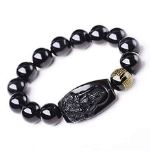 Load image into Gallery viewer, Buddha Pendant Necklace Bodhisattva Amulet Talisman Made of Obsidian Bracelets Bracelet Amulet (Manjushri Buddha)