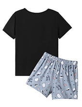 Load image into Gallery viewer, VENTELAN Pajama Set For Women Cute PJS Summer Short Sleeve Shorts Sleepwear L Grey