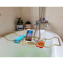Load image into Gallery viewer, 304 Stainless Steel Bathtub Caddy Tray Expandable Bath Organizer, Tub Shelf for Reading with Book Rack,Perfect for Relaxing,Fits Most Bathtubs