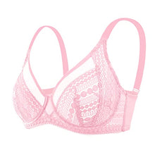 Load image into Gallery viewer, HSIA Minimizer Unlined Underwire Bra Full Coverage Unpadded Bra Plus Size Everyday Bra Soft Lace Bra 34C-44DDD Pink