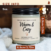 Load image into Gallery viewer, Christmas Candles, Warm and Cozy Candle, Christmas Candles Scented, Winter Candle, Holiday Candles, Christmas Tree Candle, Pine Candle, Candle Christmas, Cinnamon Candle, Holiday Scented Candles - 9oz