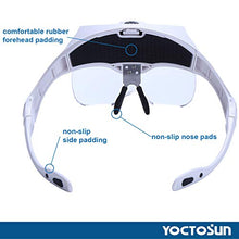Load image into Gallery viewer, YOCTOSUN LED Head Magnifier, Rechargeable Hands Free Headband Magnifying Glass with 2 Led, Professional Jeweler's Loupe Light Bracket and Headband are Interchangeable