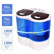 Load image into Gallery viewer, Giantex 16lbs Portable Mini Washing Machine Gravity Drain Compact Twin Tub Washer Spinner, Ideal for Dorms, Apartments, RVs, Camping