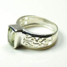 Load image into Gallery viewer, 55Carat Genuine Green Amethyst Ring for Men Silver Band Rectangle Shape Feburary Birthstone Pcs Size 4-13