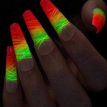 Load image into Gallery viewer, Spider Gel for Nail Art Glow in The Dark Drawing Glue 6 Colors Nail Art Wire Drawing Gel for Line with Gel Paint Design Nail Art Kit with Draw Brush