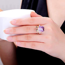 Load image into Gallery viewer, Xunuo Vintage 18K Rose Gold Plated Purple Gemstone Emerald Cushion Cut Tourmaline Ring Women's Anniversary Engagement Jewelry (US Size 7)