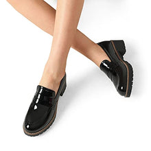 Load image into Gallery viewer, DREAM PAIRS Black Loafers Shoes Women, Slip On Platform Chunky Penny Heeled Lug Sole Loafers for Women Dressy and Work, Womens Business Casual Shoes, Black-pat, Size 7.5, Sdls2319w