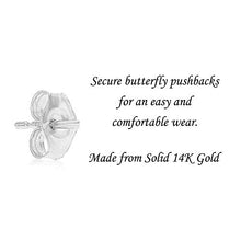 Load image into Gallery viewer, 14k White Gold Solitaire Round Cubic Zirconia Stud Earrings with Gold butterfly Pushbacks (6mm)