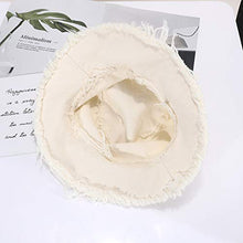 Load image into Gallery viewer, boderier Sun Hats for Women Summer Casual Wide Brim Cotton Bucket Hat Beach Vacation Travel Accessories (Beige)