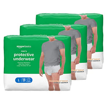 Load image into Gallery viewer, Amazon Basics Incontinence Underwear for Men, Maximum Absorbency, Large, 54 Count, 3 Packs of 18 (Previously Solimo)