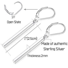 Load image into Gallery viewer, Milacolato 925 Sterling Silver Vertical Bar Dangle Earrings for Women Leverback Drop Earrings Elegant