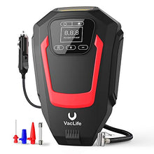 Load image into Gallery viewer, VacLife Air Compressor Tire Inflator, Auto Touchscreen DC 12V Air Pump for Car Tires, Bicycles and Other Inflatables, Portable Air Compressor with LED Light & 9.1 Ft Long Power Cord, Red