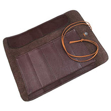 Load image into Gallery viewer, Cabilock Durable 2 Pcs Seal Cutting Tools Knives Roll Up Bag Carving Pocket Knives Leather Bag Multi-Pockets Storage Organizer (Brown)