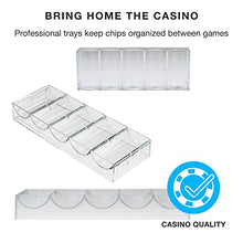 Load image into Gallery viewer, Brybelly Clear Acrylic Poker Chip Tray | for Standard Size Chips & Clay Chips | Each Tray Holds 100 Chips | 10 Trays - No Lids