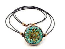 Load image into Gallery viewer, ZZYBIA Metatron's Cube Merkaba Orgone Pendant EMF protection with Turquoise