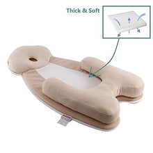 Load image into Gallery viewer, SECOND MUM Portable Newborn Baby Bed Mattress with Head Support Infant Lounger Pillow | Co-Sleeping Sleeper | Anti-Roll and Flat Head Prevention Fit Nest Crib Bassinet and Bed (Beige)