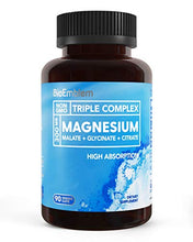 Load image into Gallery viewer, BioEmblem Triple Magnesium Complex | 300mg of Magnesium Glycinate, Malate, & Citrate for Muscle Relaxation, Sleep, Calm, & Energy | High Absorption | Vegan, Non-GMO | 90 Capsules