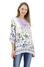 Load image into Gallery viewer, BENANCY Women's 3/4 Sleeve Boho Shirts Embroidered Peasant Top W/Flower M