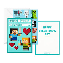 Load image into Gallery viewer, Hallmark Kids Minecraft Valentines Day Cards and Stickers Assortment (24 Cards with Envelopes)