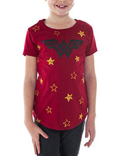 Load image into Gallery viewer, DC Comics Girls T-Shirt Wonder Woman Logo & Stars Print (Dark Red, Medium 7-8)