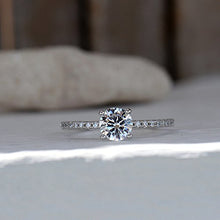 Load image into Gallery viewer, Lemon Grass 1 Ct Halo Solitaire Cubic Zirconia Promise Engagement Ring 925 Sterling Silver Ring Sizes 4