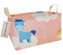 Load image into Gallery viewer, QUEENLALA Rectangular Laundry Hamper/Foldable Nursery Laundry Basket for Organizing/Storage Bin Baskets/Children Toy Office Bedroom/Toy Bin Closet Shelf Baskets(Rec-Unicorn)