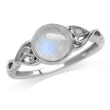 Load image into Gallery viewer, Silvershake 7mm Natural Moonstone 925 Sterling Silver Victorian Style Solitaire Ring Size 9