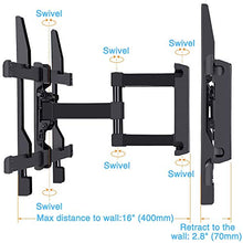 Load image into Gallery viewer, PERLESMITH Full Motion TV Wall Mount Bracket Dual Articulating Arms Bear up to 132lbs for Most 37-70 inch TV with Tilt, Swivel, Rotation fit LED, LCD, OLED, Plasma Flat Screen TV, Max VESA 600x400mm