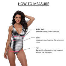 Load image into Gallery viewer, Cool1980s Women Deep Plunge One Piece Swimsuit Lace-up Printed Padded Monokini Bathing Suit Monokini Swimsuit (Black, M)